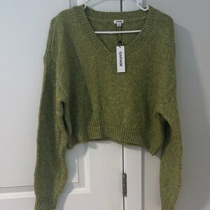 Garage Eloise Cropped Sweater in Fern Green